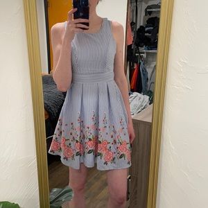 Blue striped/floral dress